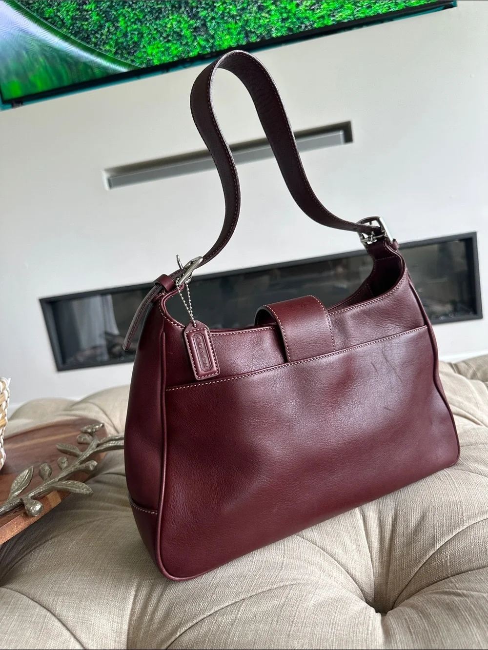 Coach Burgundy Leather Shoulder Bag